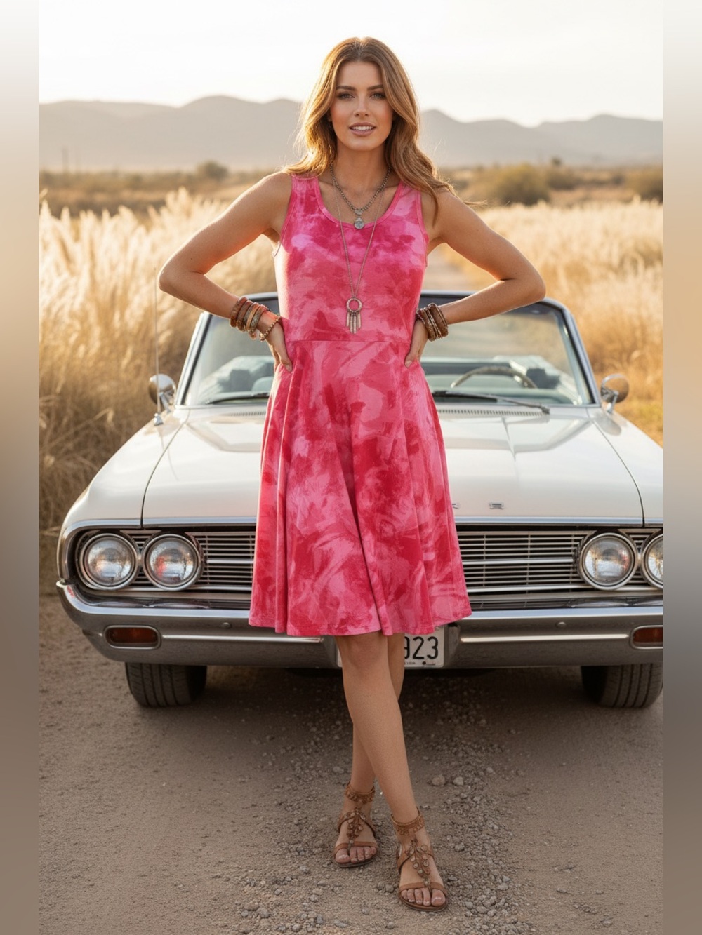 LuLaRoe Nicki • A-Line • Sleeveless • Fit and Flare Dress • Pink Tie Dye